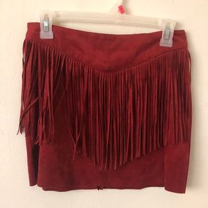 Red fringed skirt